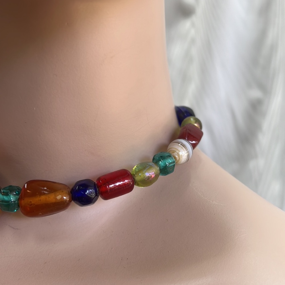 Adjustable Solid Glass Bead Wire Necklace - image 3